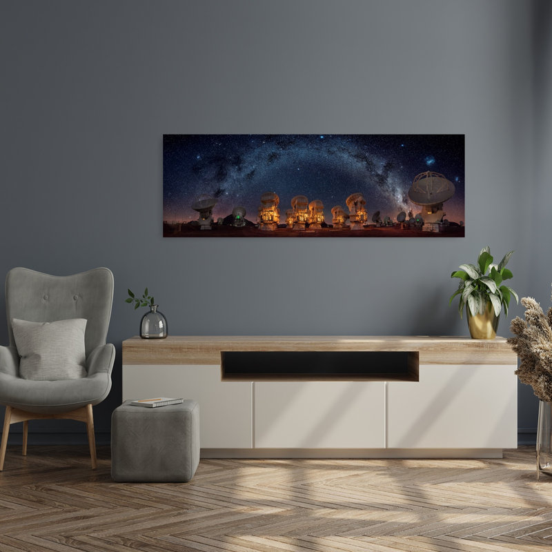 Art contemporain, paysage contemporain, télescope, H 16 po x l 48 po
