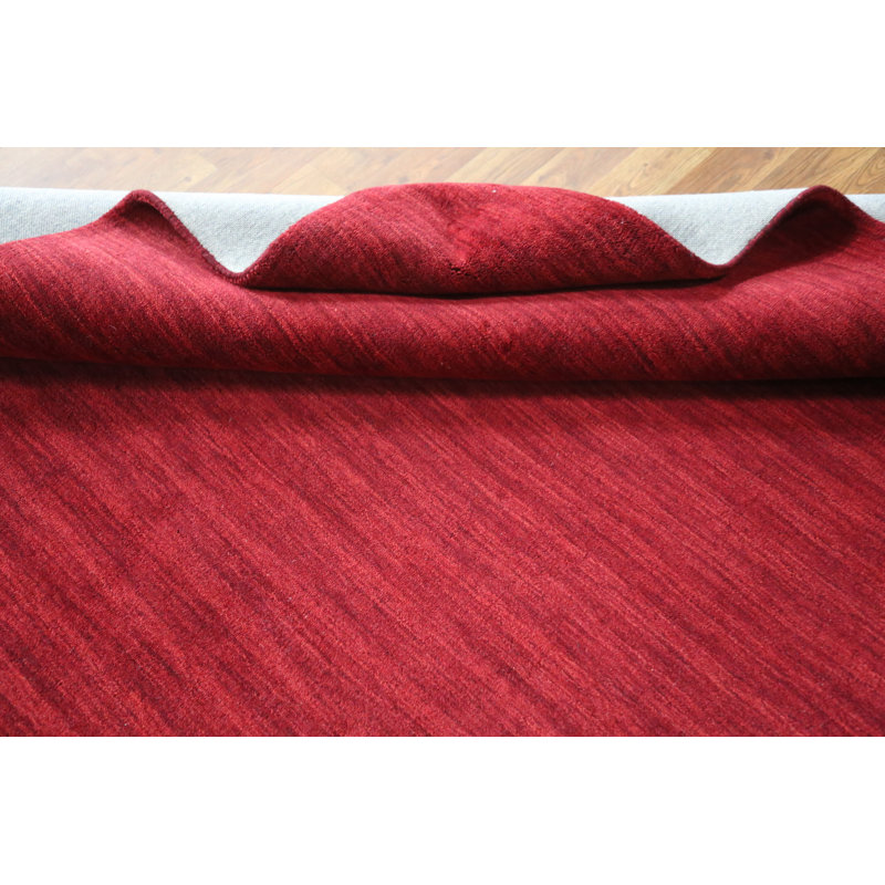 Solid Red Gabbeh Indian Area Rug