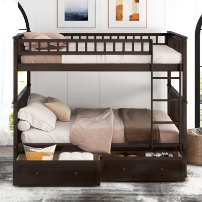 Convertible Full Over Bunk Bed, Pine And Material Superiority, Drawers For Ideal Storage, Fence - Shaped Guardrails, Smooth Assembly Framework Bed With Drawers, Feature, Solid Build, Effortless