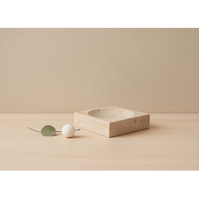 Travertin, petit bol carré crème