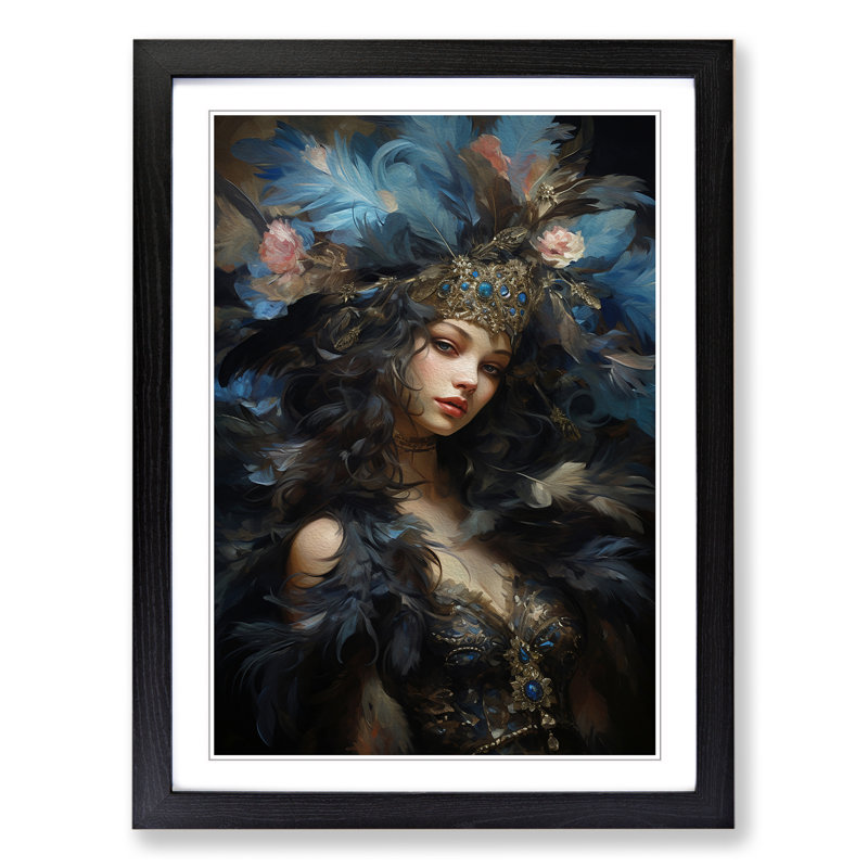 Feather Baroque Art - Framed Print, Black Framed, 46cm H x 34cm W