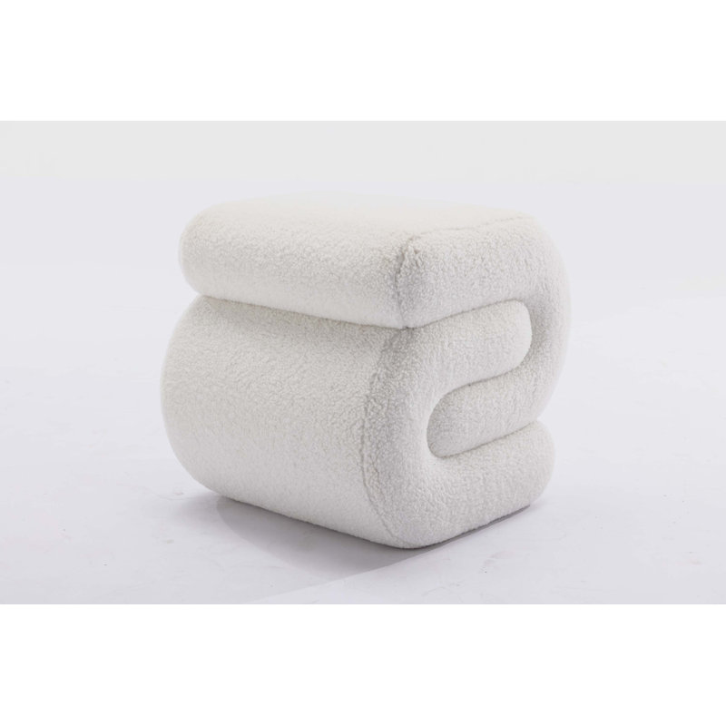 Merchiston Solid Wood Accent Stool, Ivory
