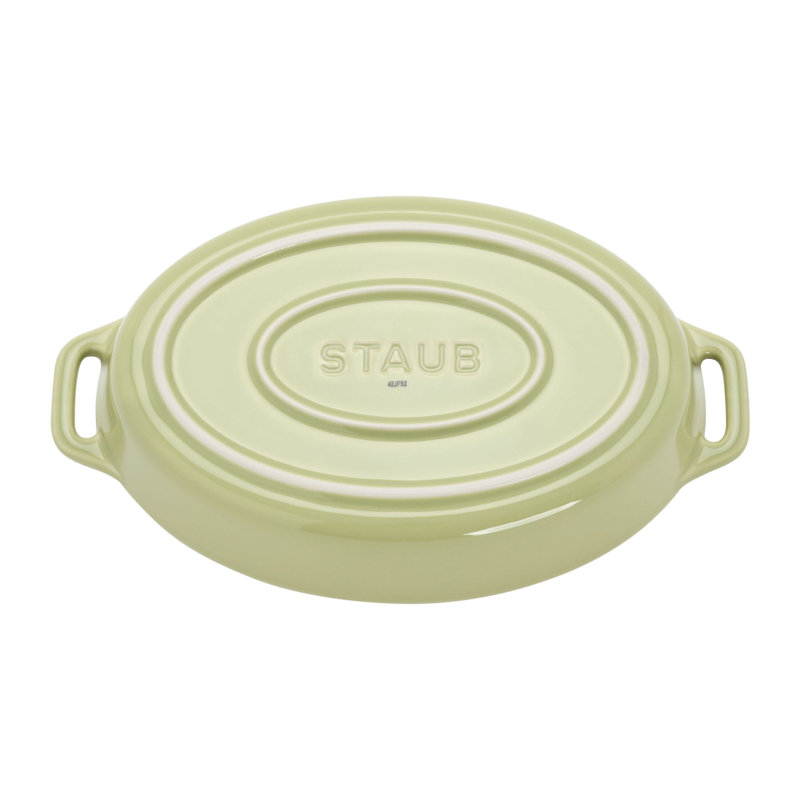 Staub Ceramic 4-Pc Baking Pans Set, Casserole Dish With Lid, Brownie Pan,, Light Green