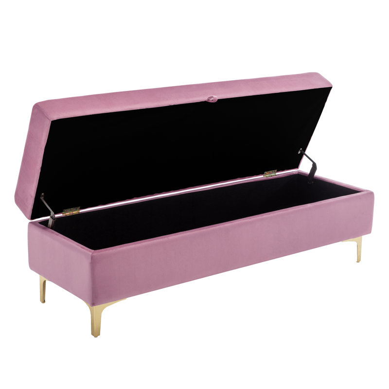 Banc de rangement en velours Mercer41, Rose