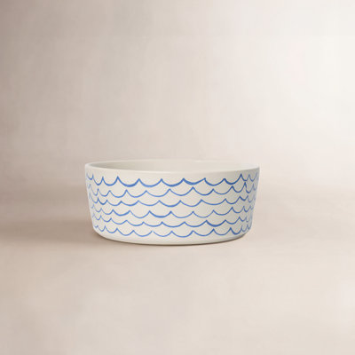 Sketched Wave Ceramic Dog Bowl