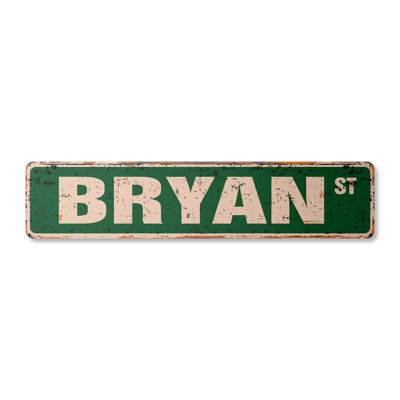 Plaque de rue Bryan en aluminium 6 po x 24 po