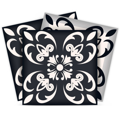 Carreaux amovibles autocollants noirs et blancs 12 po x 12 po Quatro