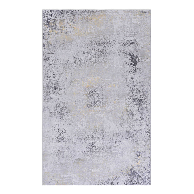 Low-Pile 3X5 Area Rug, Washable, Non-Slip, Non-Shedding, Delicate Detail For Living Room, Bedroom, Kitchen, Dining Room - Gray Washable Low-Pile, Fashion Forward
