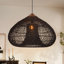 Luminaire suspendu en rotin noir tissé à la main pour le salon de l'îlot de cuisine