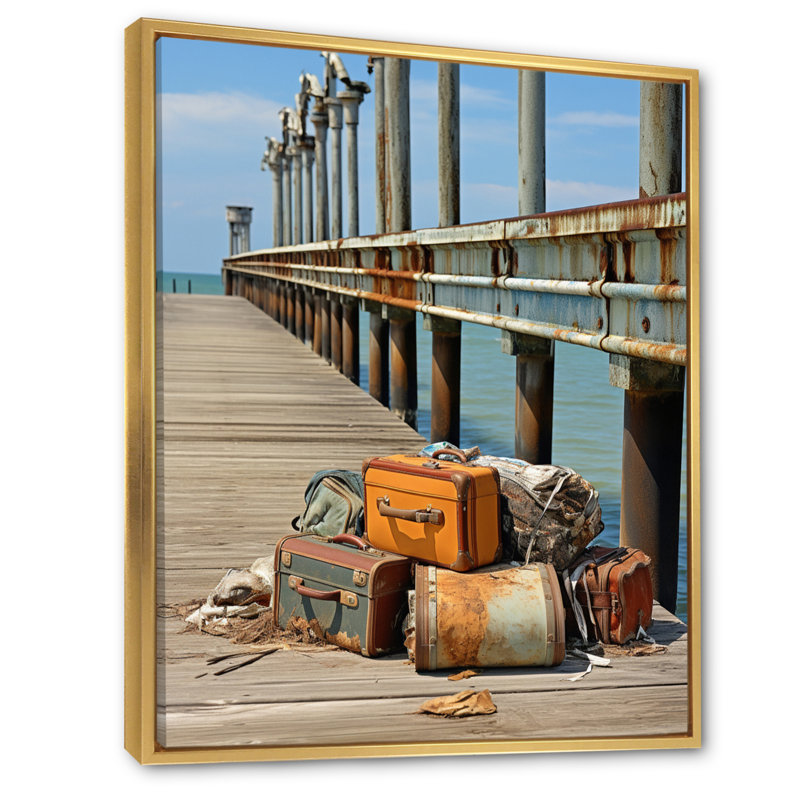 «Pier Weathered Memories IV», reproduction sur toile, H 32 po x l 16 po x P 1 po, Cadre flottant doré