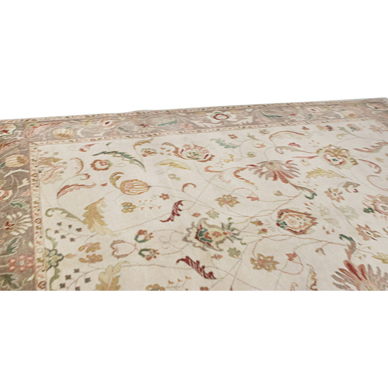 Tapis beige et brun noué à la main de haute qualité