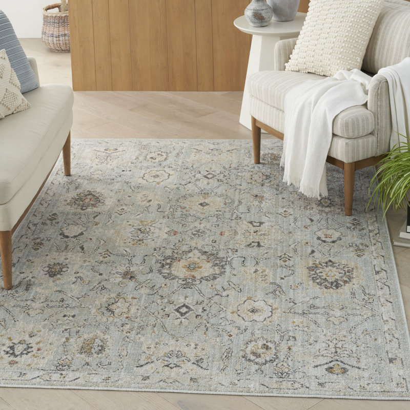 Tapis brun clair / vert en polypropylène tissé à la machine Luper, Rectangle 4 pi 1 po x 5 pi 11 po