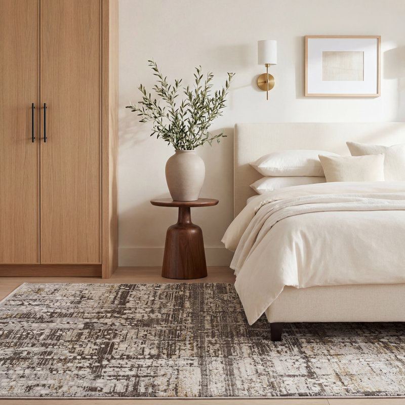 Tapis industriel ivoire / gris Telisa, Tapis de couloir 2 pi 6 po x 7 pi 6 po