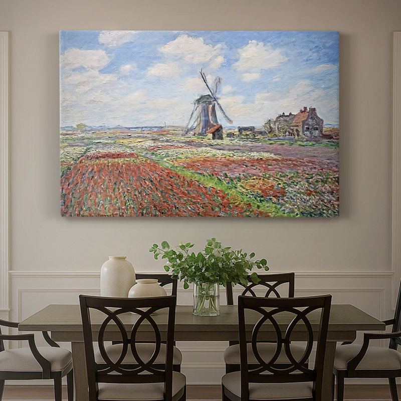 Champ de tulipes avec le moulin à vent de Rijnsburg-Claude Monet-Toile tendue avec châssis-1886, 32 x 48