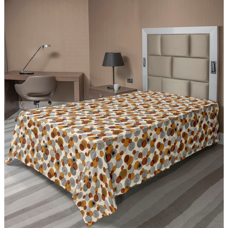 Ambresonne drap plat géométrique rond cercles rétro ambre cannelle beige