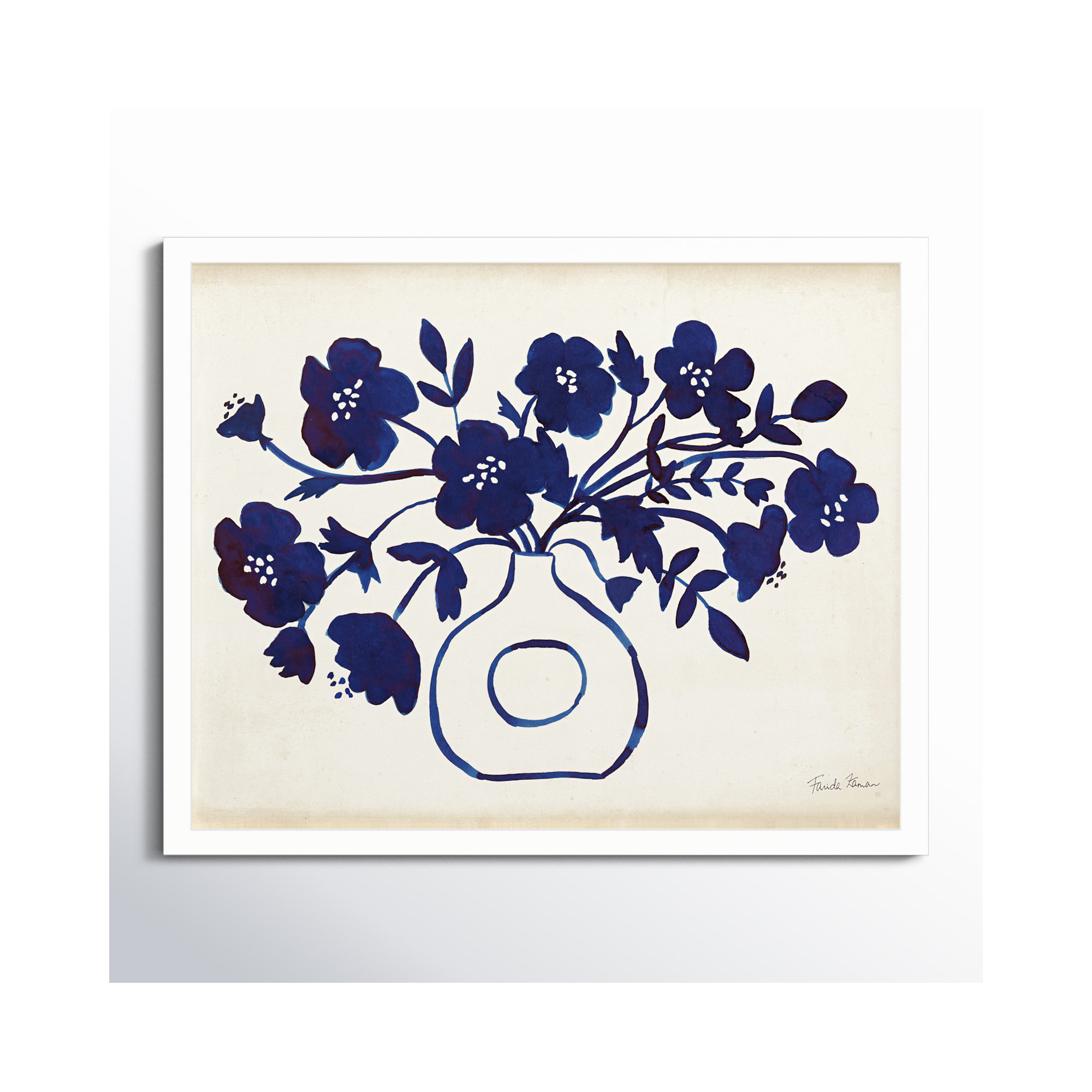Modern Blue by Farida Zaman, White, 17" H x 21" W x 1" D