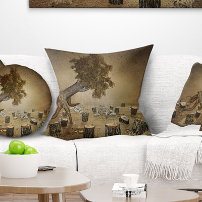 Abstract Escape the Last Wood Pillow