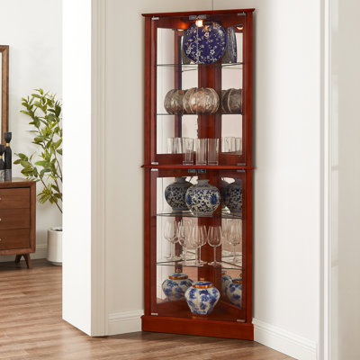 Armoire en bois de cerisier avec tablettes réglables et miroir réglable