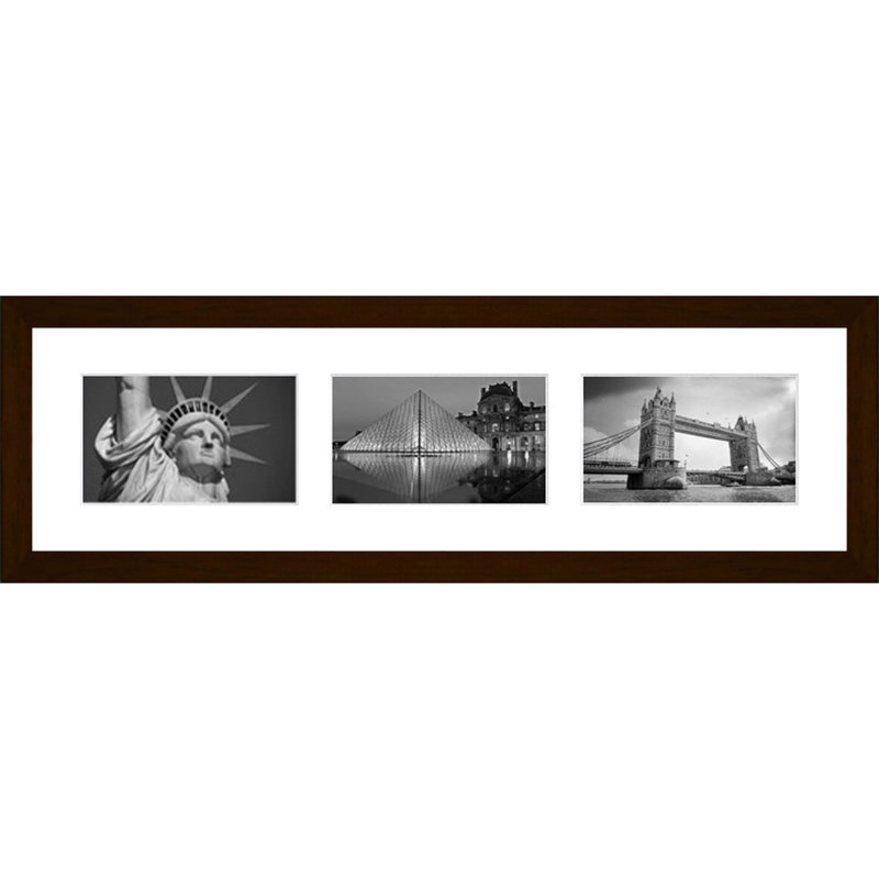 Logi Wood Picture Frame with Mat, Dark Brown