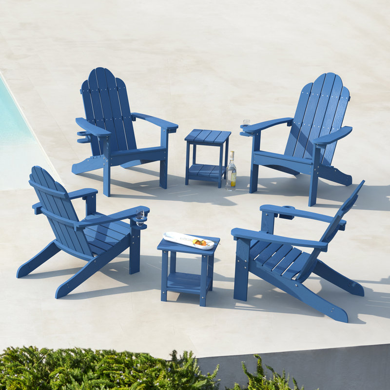 Bickford 30'' W Plastic Adirondack Chair, Blue