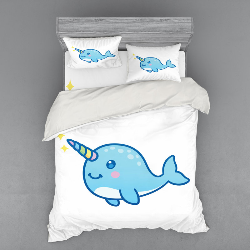 Ensemble de housse de couette narwhal, Housse de couette grand + 3 pièces supplémentair