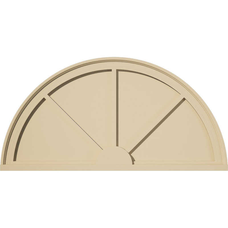 Demi-rond signature fronton en uréthane, brun clair apprêté, 38 po x 19 po x 2 po, Aucune, 3 rayons