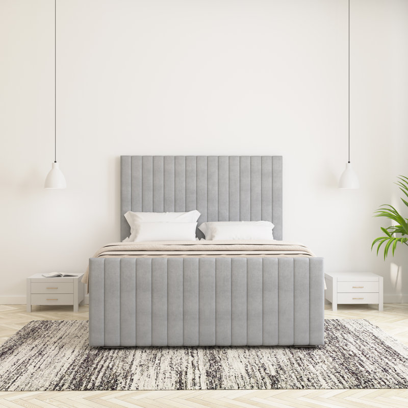 Upholstered Bed, Single (3'), Light Silver