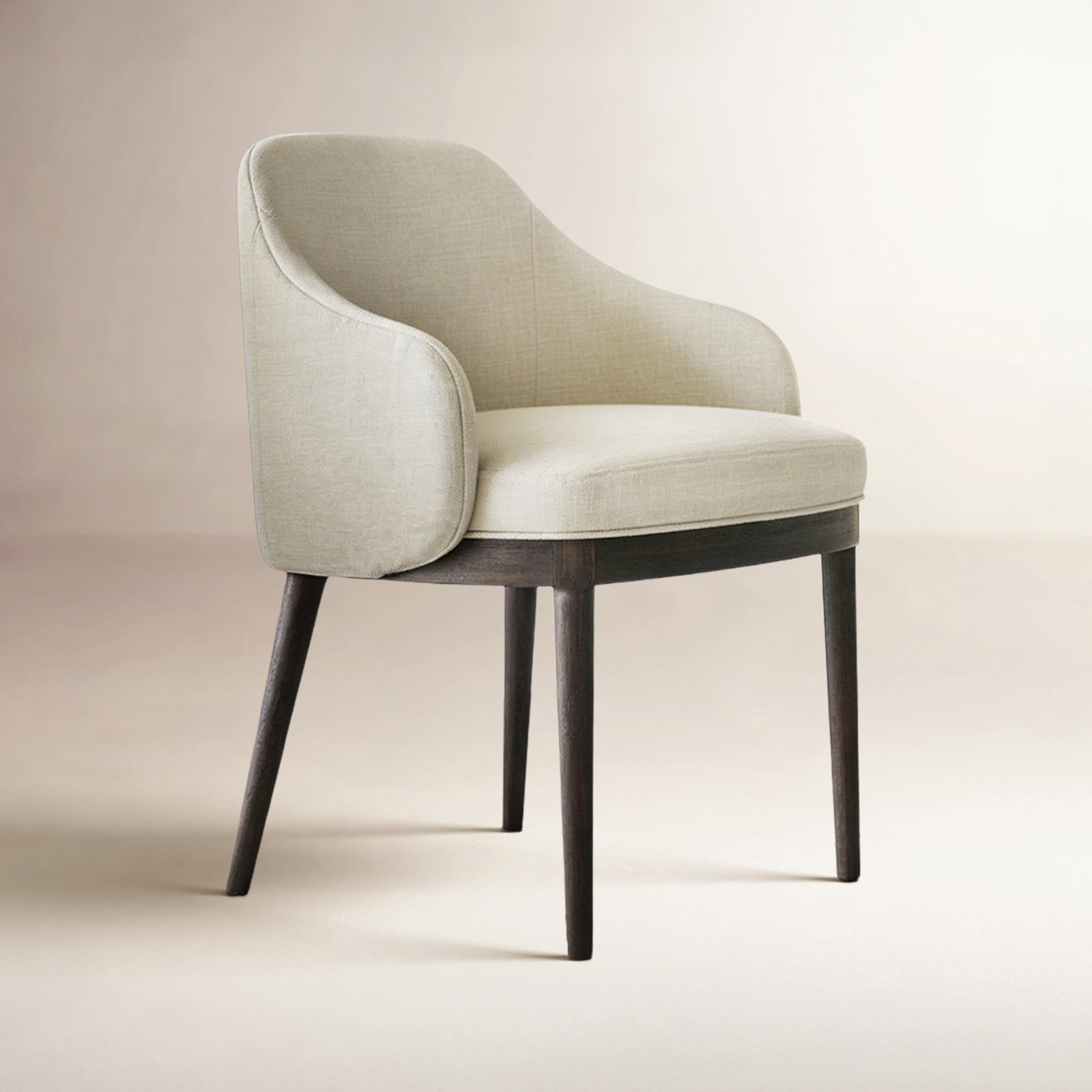 Perkins Linen Dining Armchair, Walnut