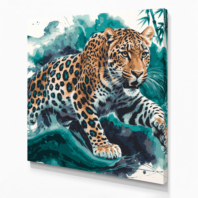 «Big Cats», art mural gris sur toile léopard Formose, H 32 po x l 32 po