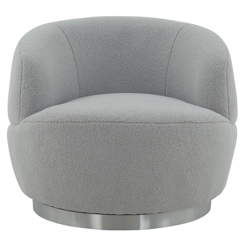 Teter Upholstered Swivel Barrel Chair, Light Gray 100% Polyester, Silver