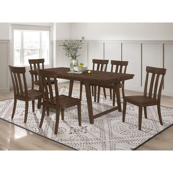 Red Barrel Studio® Juliusz 7 - Piece Solid Wood Trestle Dining Set ...