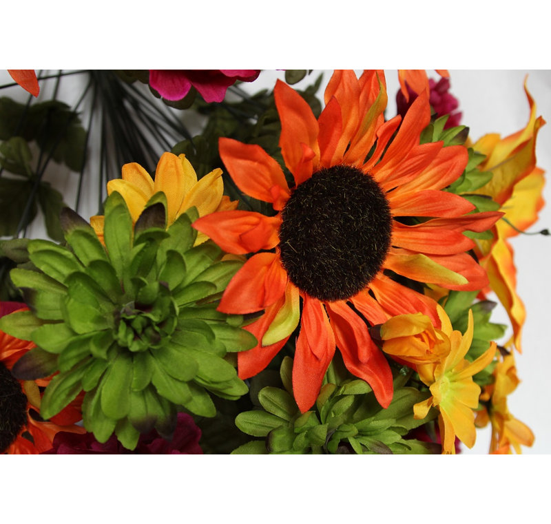 Douille mélangée 36 fleurs, Orange/lilas/olive