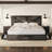 Oceant Farmhouse King Size Bed Frame with 4 Drawers, Black-105504775-105504780