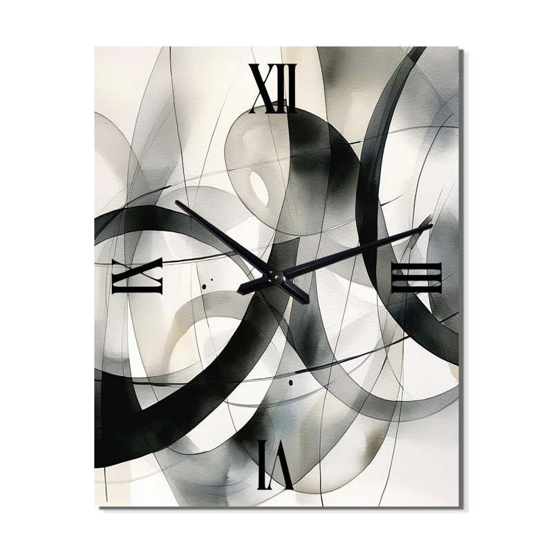 Abstract Neutral XV - Abstract Metal Wall Clock, Oversized