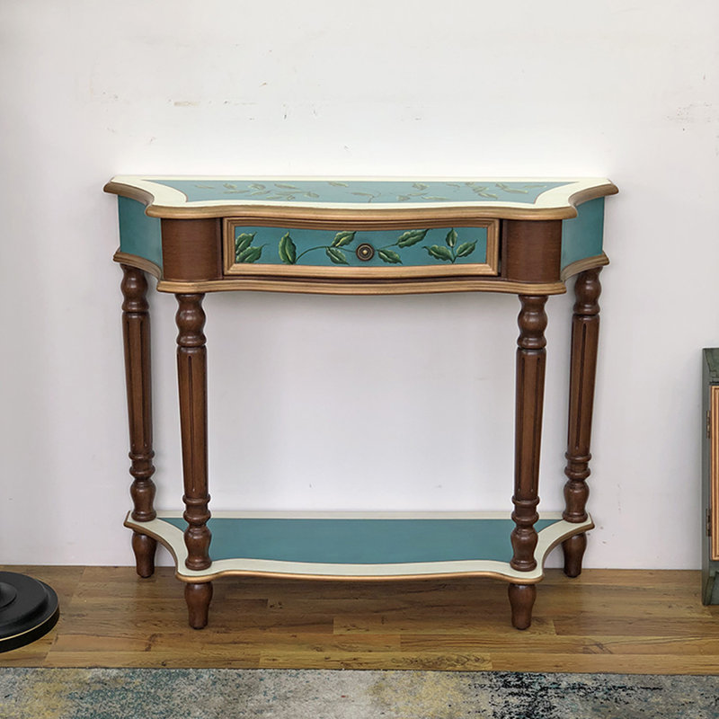 36.61" Blue Rectangular Solid Wood Console Table