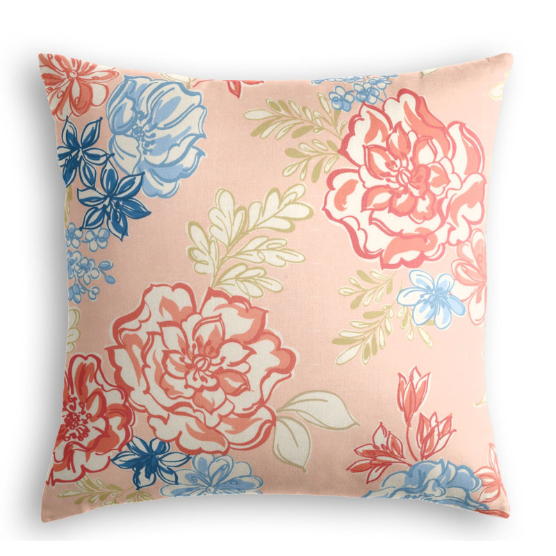 Tobi Fairley Lizzie Square Pillow Cover & Insert, 24" x 24", Coral/Blue
