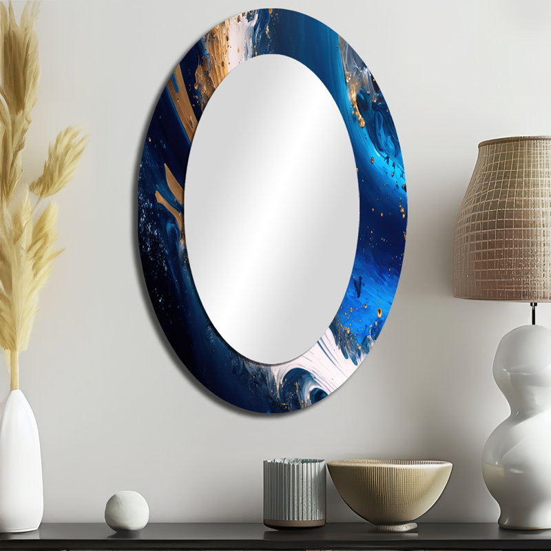 Ice Paint Splash III - Miroir mural moderne ovale, 36 po x 24 po