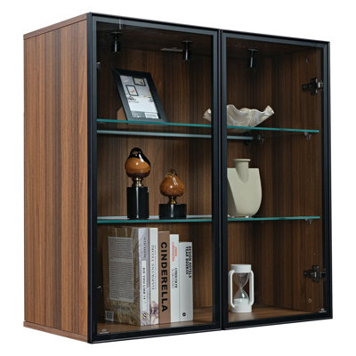 Sayler 31.5" W Manufactured Wood/ Aluminum and Glass Curio Cabinet 