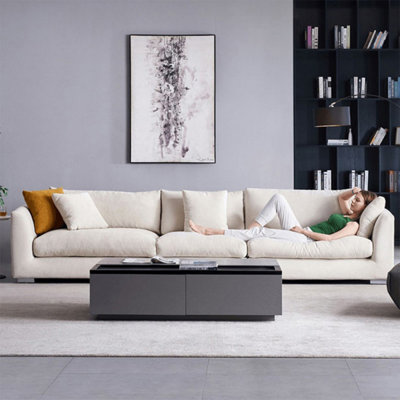 Canapé modulaire en chenille crème et blanc