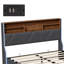 EU Double & King Faux Leather Ottoman Bed with Wingback LED & Charging Shelf, Upholstered Storage Bed, White/Black PU,  140/160x200cm-184541577-184541576
