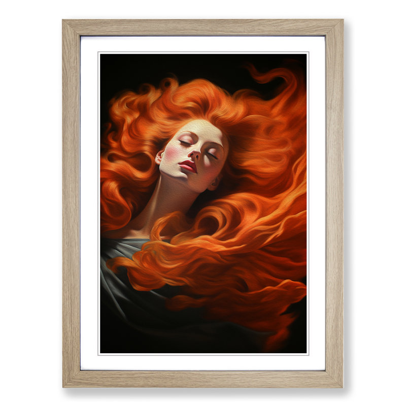 Red Headed Woman Classicism - Framed Print, 64cm H x 46cm W x 2cm D, Oak