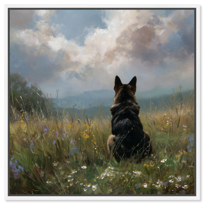 Décoration murale pour animal de compagnie Meadow Watcher IV par Art Remedy, cadre blanc, 30 x 30, H 31 po x l 31 po