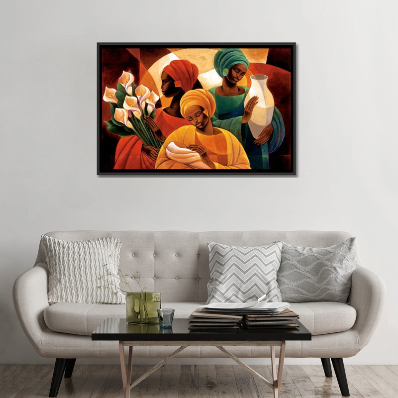 «Caress», reproduction d'impression sur toile, H 18 po x l 26 po x P 1,5 po, Toile avec cadre flottant noir, Pas de tapis