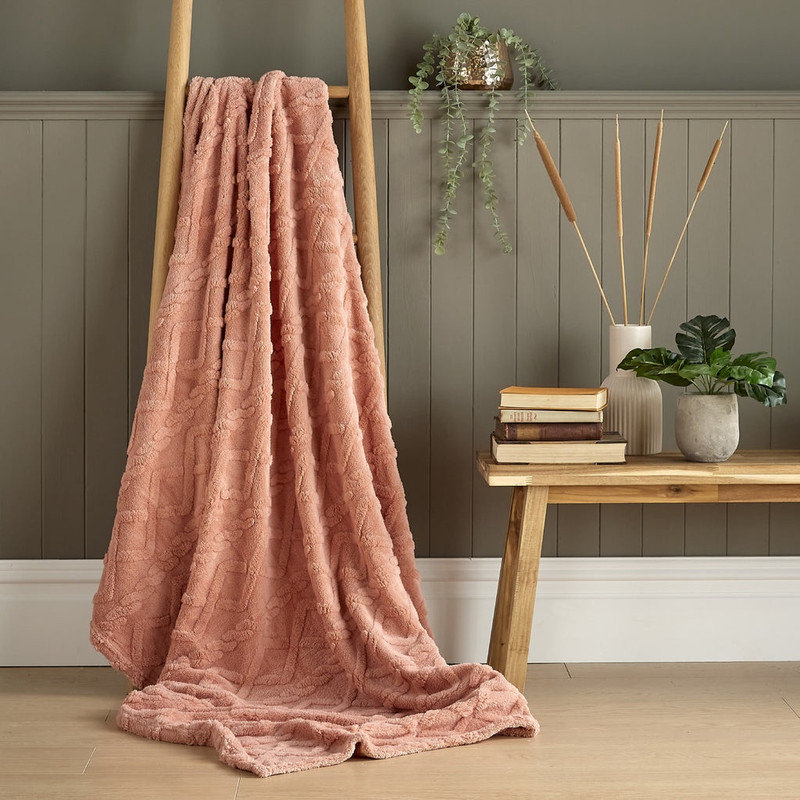 Lightweight Cable Knit Pattern Throw Blanket, Desert Sand
