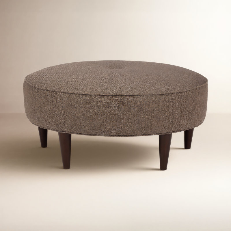 Dispatch Upholstered Ottoman, Dark Walnut, Gray