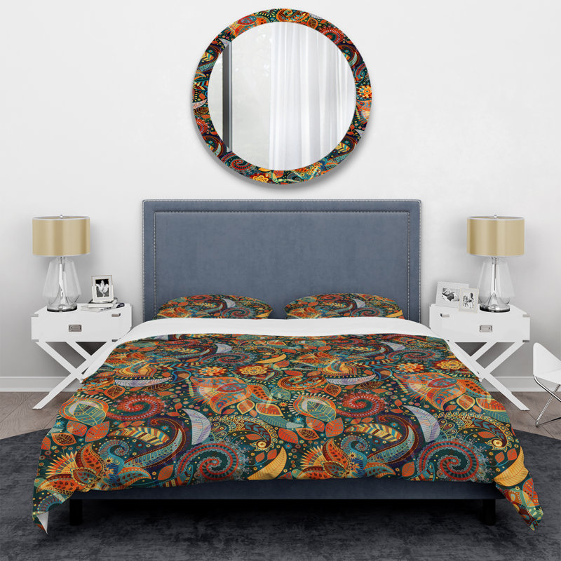 Traditional Paisley Duvet Cover, Full/Queen Duvet Cover + 2 Shams
