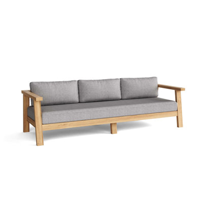 Canapé de patio extérieur en teck de 89 po de largeur avec coussins Sunbrella Palermo