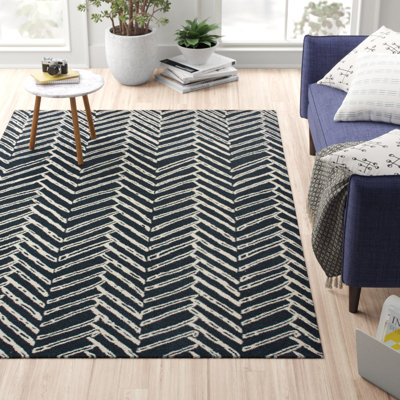 Tapis à chevrons en denim Akeriah