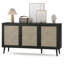 Buffet de rangement 47,2 "à 3 portes avec portes en rotin-1864141-21562518