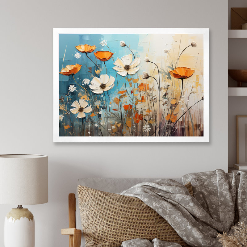 Meadow Whispers Collage IV - Modern Canvas Art Print, H 12 po x l 20 po, Cadre photo blanc